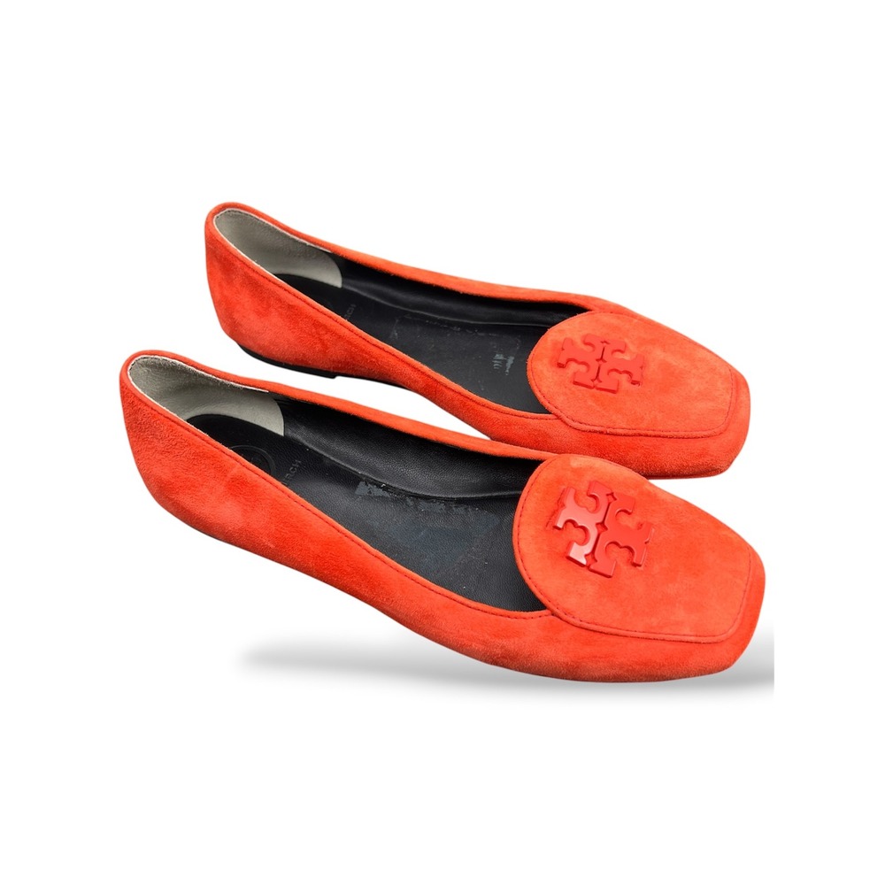 Tory Burch Eleanor Orange Suede Square Toe Loafer Flats Women 5.5M 6098